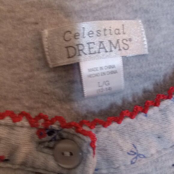 Celestial Dreams Cold-Weather Nightgown Gray Floral Large - Picture 2 of 4